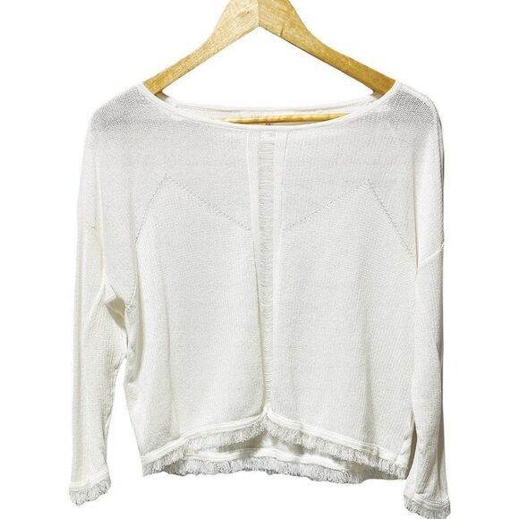 Endless Rose Roxanne White Crop Fringe Sweater - Picture 3 of 7